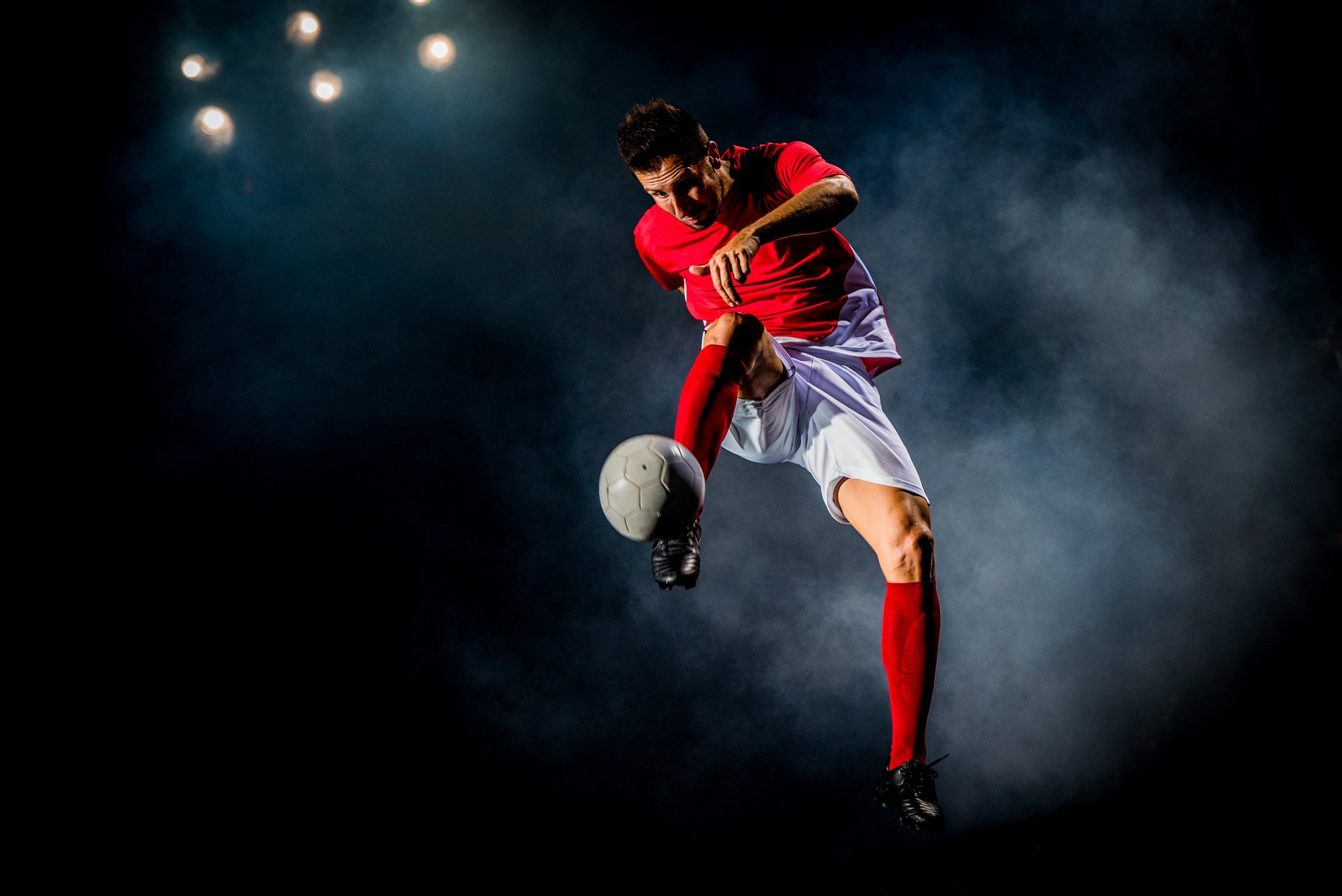 Soccer player kicking